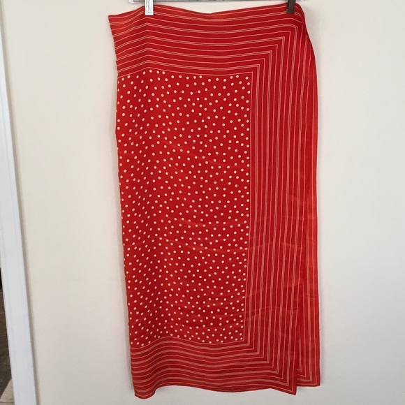 Dior Accessories - Red Polka Dot & Stripe Maxi Skirt